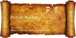 Petik Valter névjegykártya